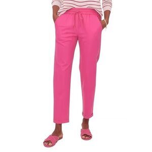 J. Crew Linen-blend slim wide-leg drawstring pant In Pink/Snapdragon Size 6